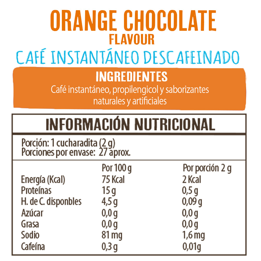 Frasco Descafeinado Orange Chocolate 50 g