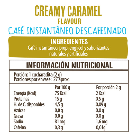 Frasco Descafeinado Creamy Caramel 50 g