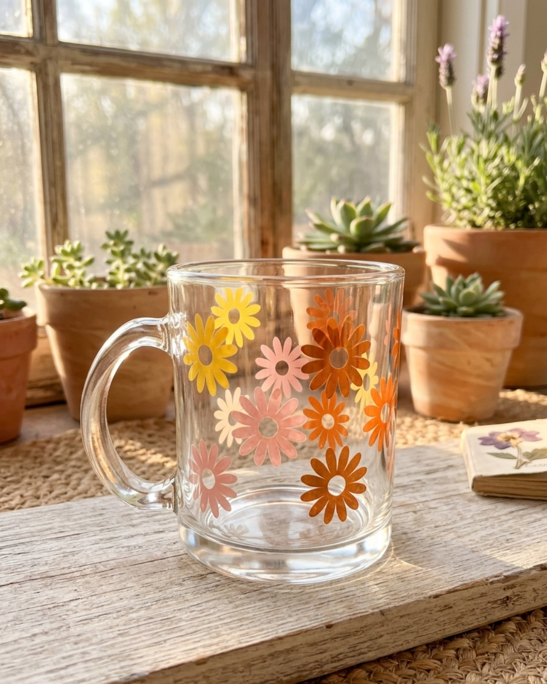 Taza transparente Flores