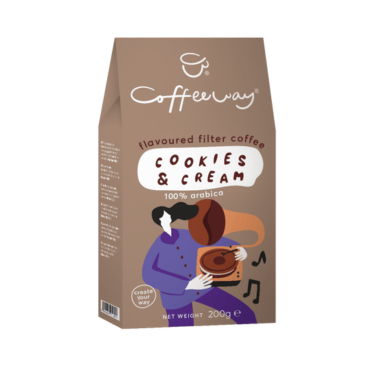 Café molido sabor Cookies & Cream CoffeeWay 200 gr