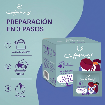 Café molido en bolsas Descafeinado CoffeeWay 75gr